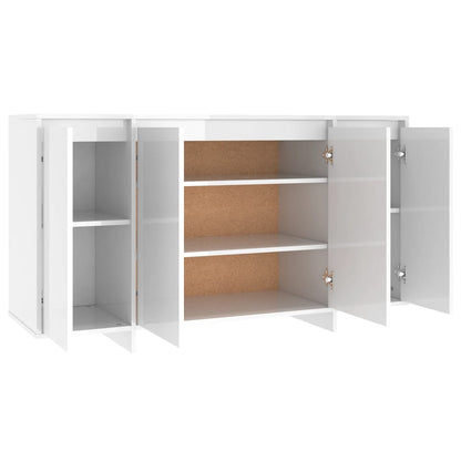 Dressoir 135X41X75 Cm Bewerkt Hout Hoogglans Wit
