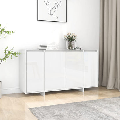 Dressoir 135X41X75 Cm Bewerkt Hout Hoogglans Wit