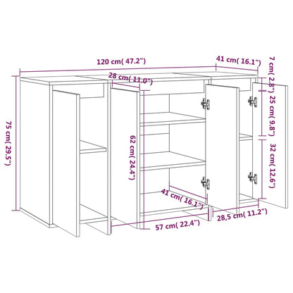 Dressoir 120x41x75 cm bewerkt hout zwart