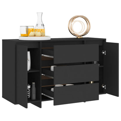 Dressoir Met 3 Lades 20X4X75 Cm Spaanplaat Zwart