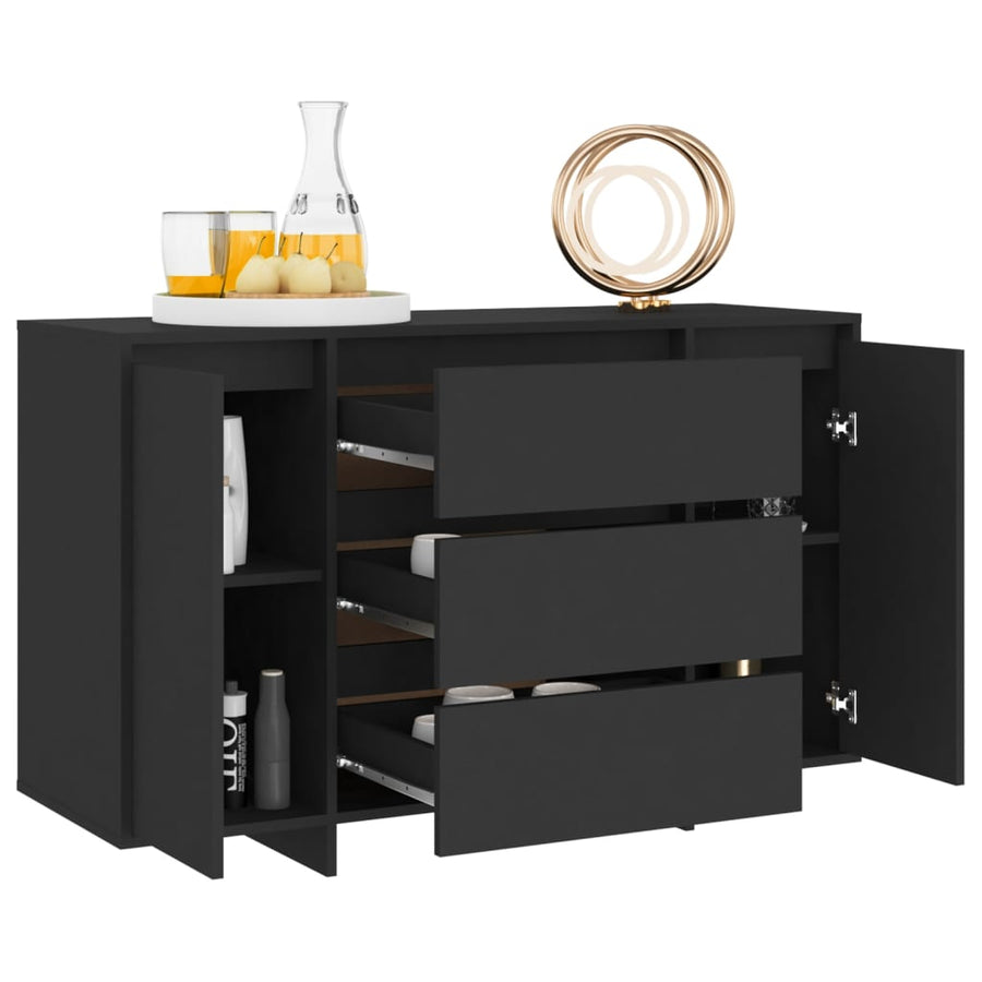 Dressoir Met 3 Lades 20X4X75 Cm Spaanplaat Zwart