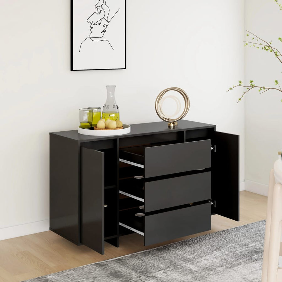Dressoir Met 3 Lades 20X4X75 Cm Spaanplaat Zwart