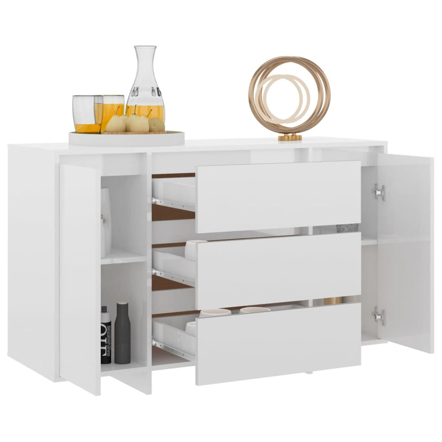 Dressoir Met 3 Lades 20X4X75 Cm Spaanplaat Hoogglans wit