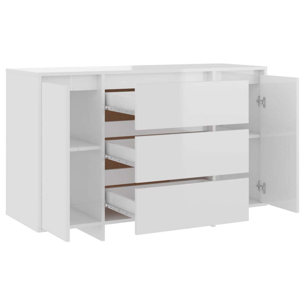 Dressoir Met 3 Lades 20X4X75 Cm Spaanplaat Hoogglans wit