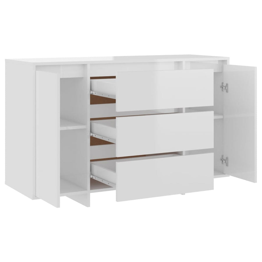 Dressoir Met 3 Lades 20X4X75 Cm Spaanplaat Hoogglans wit
