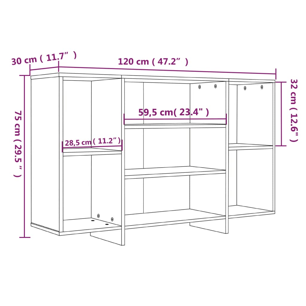 Dressoir 120x30x75 cm bewerkt hout wit