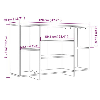 Dressoir 120x30x75 cm bewerkt hout wit