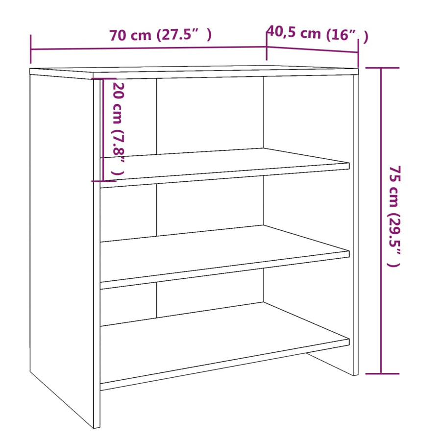 Dressoir 70X40,5X75 Cm Bewerkt Hout Kleurig Sonoma eiken