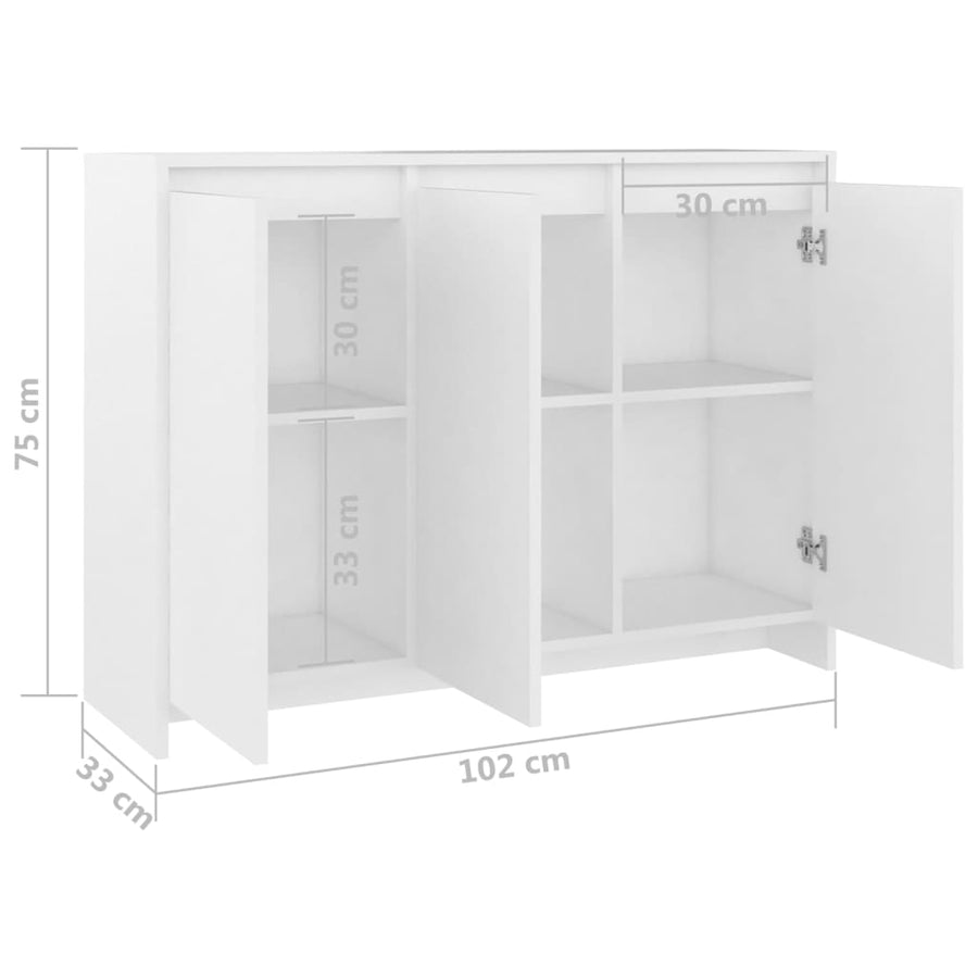 Dressoir 02X33X75 Cm Spaanplaat Wit
