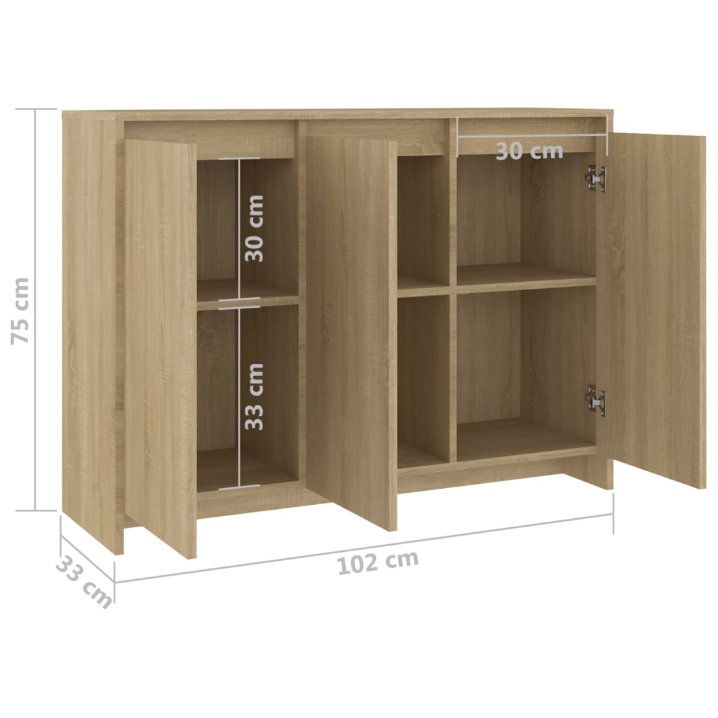 Dressoir 02X33X75 Cm Spaanplaat Kleurig Sonoma eiken