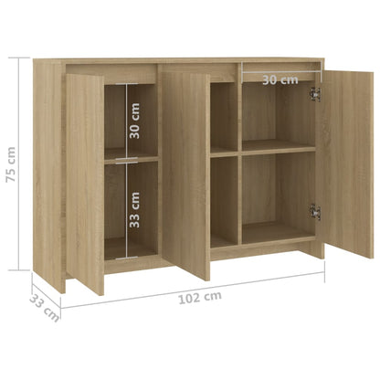 Dressoir 02X33X75 Cm Spaanplaat Kleurig Sonoma eiken
