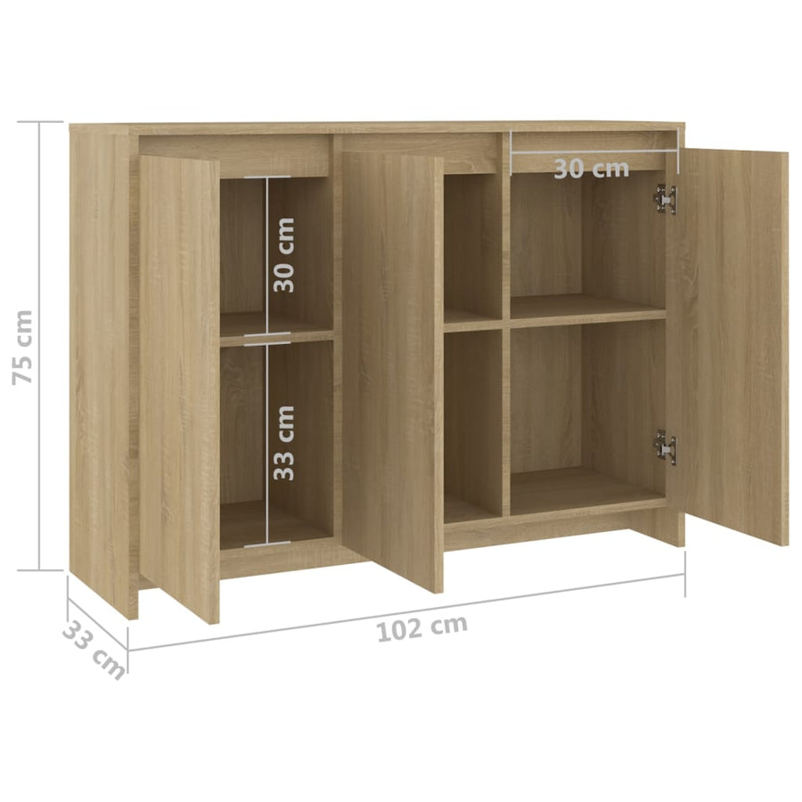 Dressoir 02X33X75 Cm Spaanplaat Kleurig Sonoma eiken