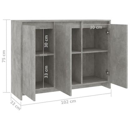 Dressoir 02X33X75 Cm Spaanplaat Betongrijs