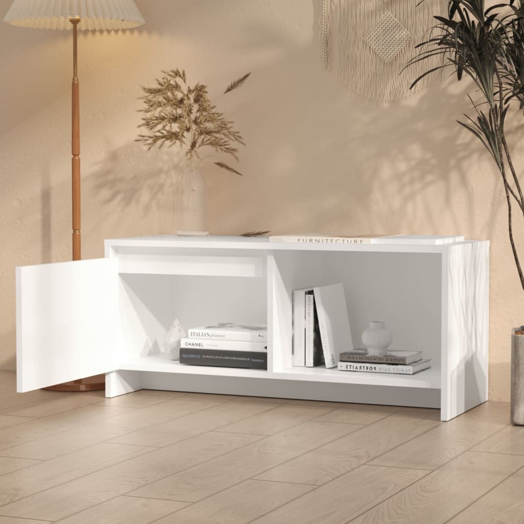 Tv-Meubel 90X35X40 Cm Bewerkt Hout Wit