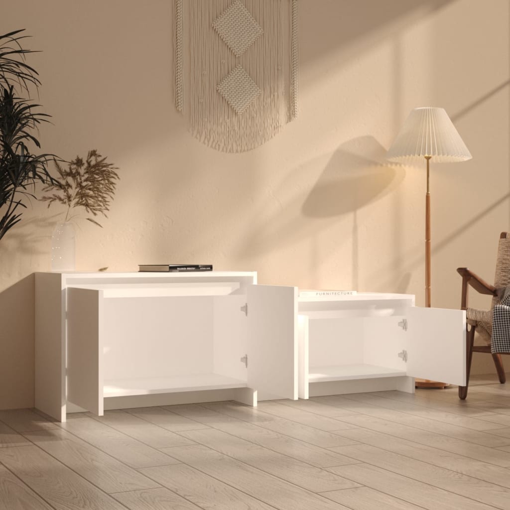 Tv-Meubel 146,5X35X50 Cm Bewerkt Hout Wit