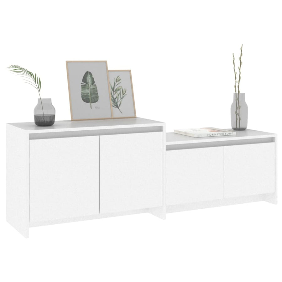 Tv-Meubel 146,5X35X50 Cm Bewerkt Hout Wit
