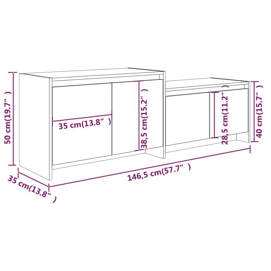 Tv-Meubel 146,5X35X50 Cm Bewerkt Hout Wit