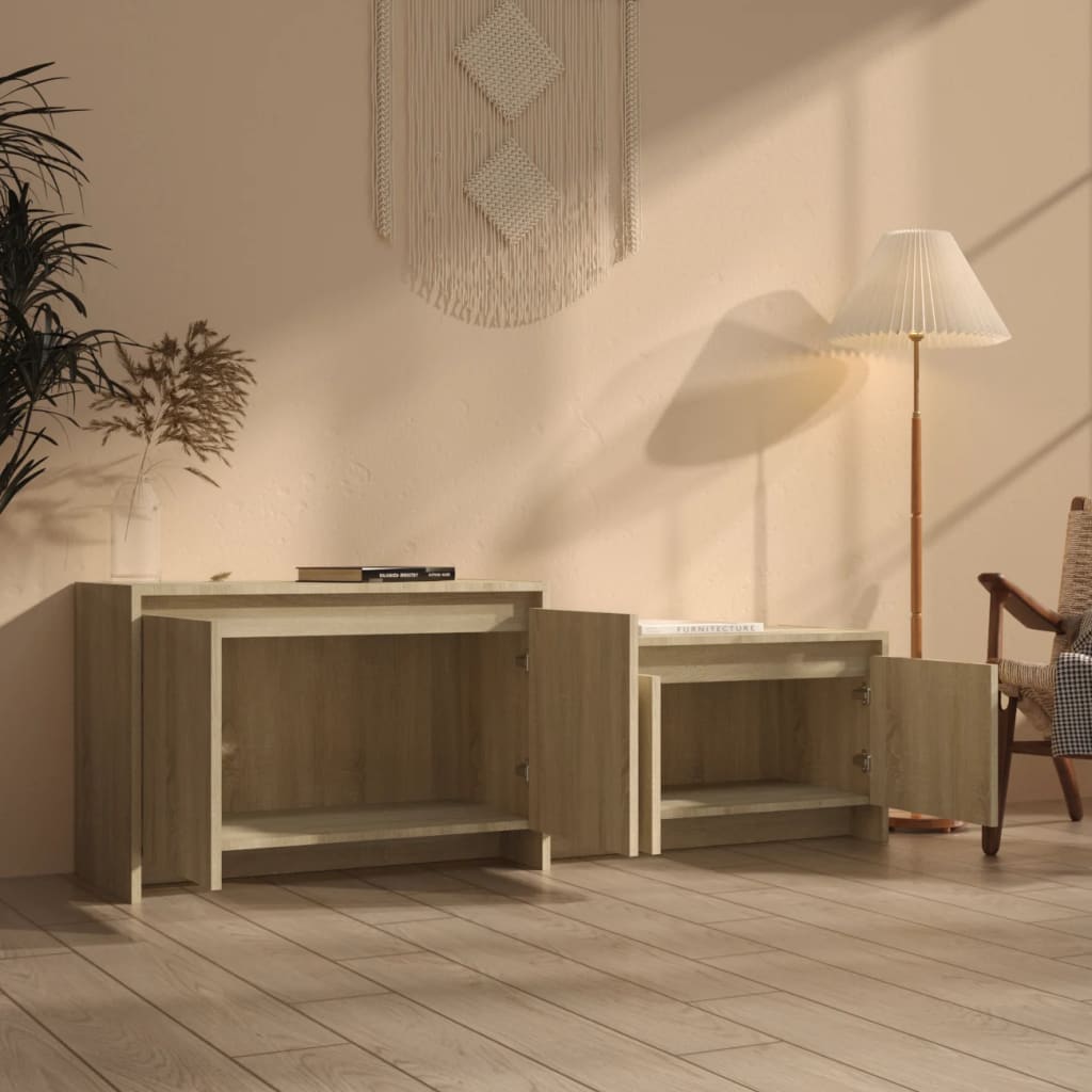 Tv-Meubel 146,5X35X50 Cm Bewerkt Hout Kleurig Sonoma eiken