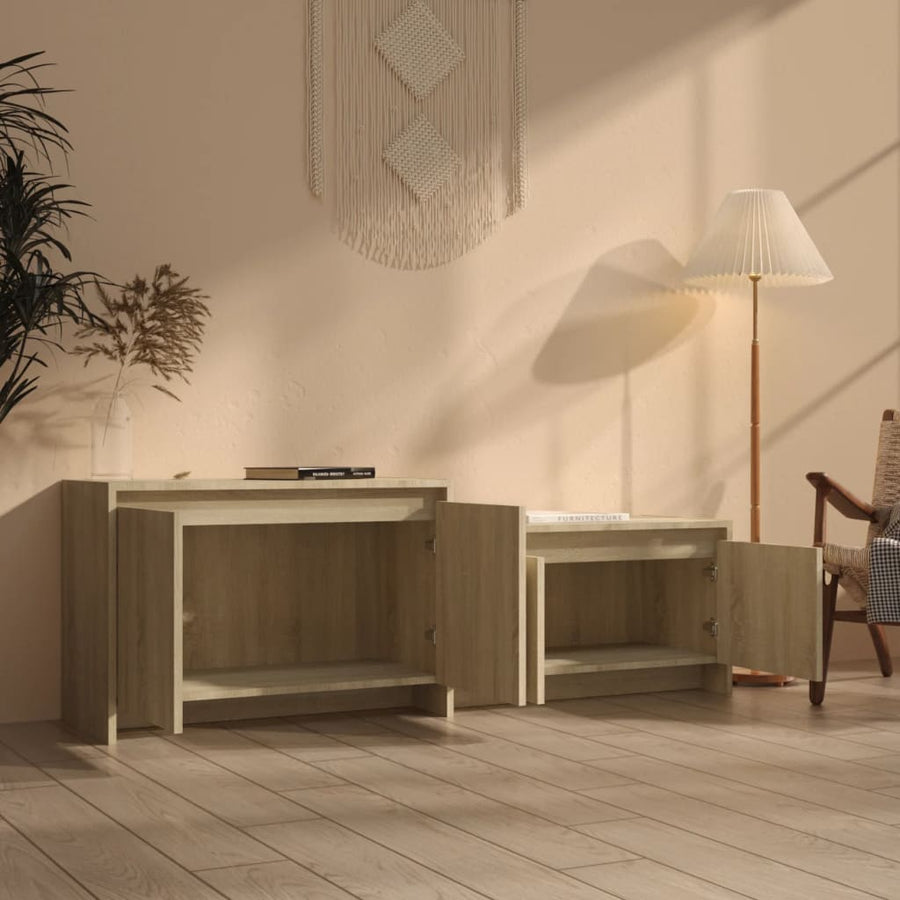 Tv-Meubel 146,5X35X50 Cm Bewerkt Hout Kleurig Sonoma eiken