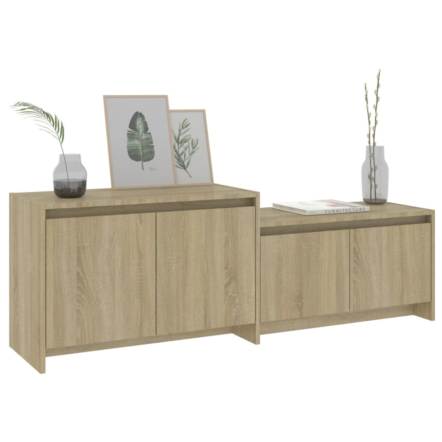 Tv-Meubel 146,5X35X50 Cm Bewerkt Hout Kleurig Sonoma eiken