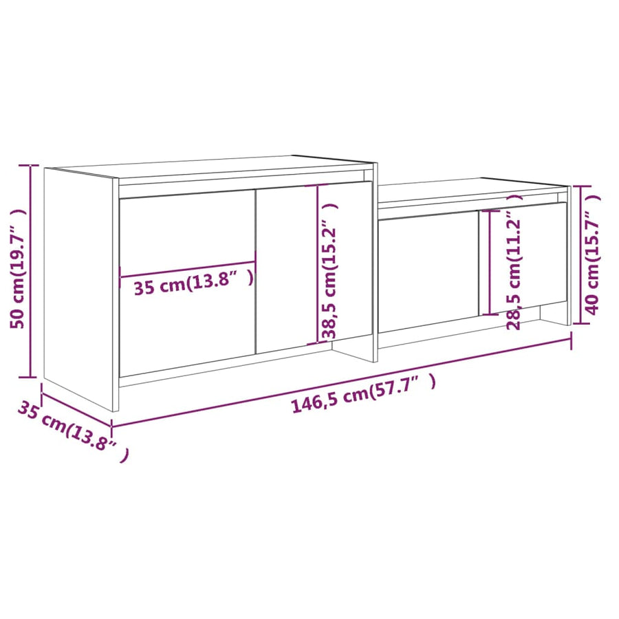Tv-Meubel 146,5X35X50 Cm Bewerkt Hout Kleurig Sonoma eiken