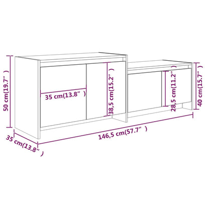 Tv-Meubel 146,5X35X50 Cm Bewerkt Hout Betongrijs