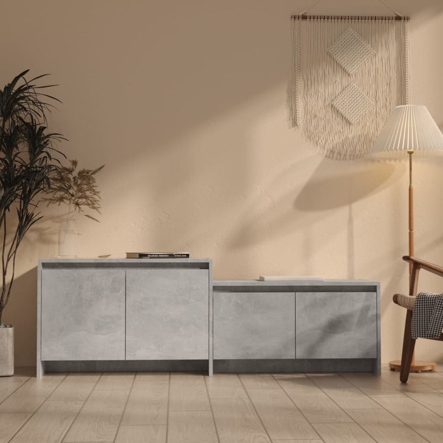 Tv-Meubel 146,5X35X50 Cm Bewerkt Hout Betongrijs