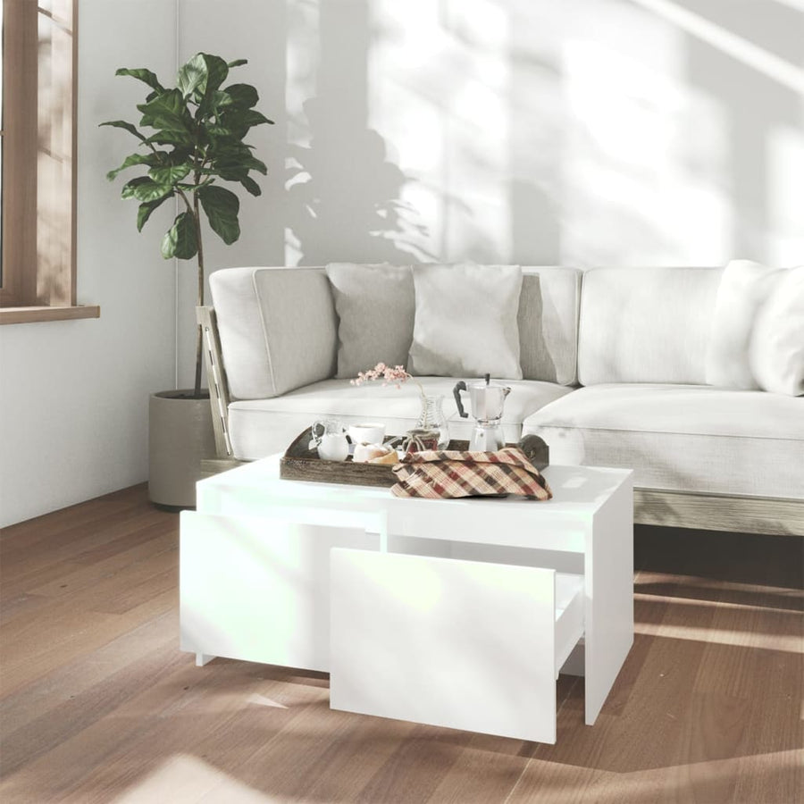 Salontafel 90X50X4,5 Cm Bewerkt Hout Wit
