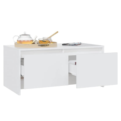Salontafel 90X50X4,5 Cm Bewerkt Hout Wit