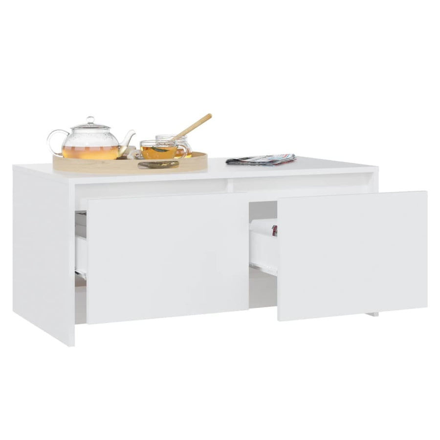 Salontafel 90X50X4,5 Cm Bewerkt Hout Wit