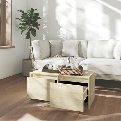 Salontafel 90X50X41,5 Cm Bewerkt Hout Kleurig Sonoma eiken