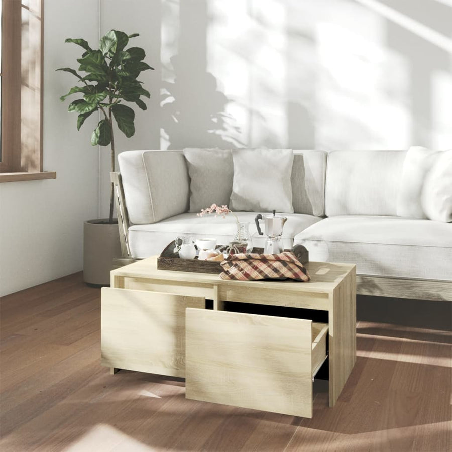 Salontafel 90X50X41,5 Cm Bewerkt Hout Kleurig Sonoma eiken