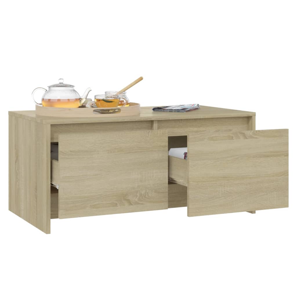 Salontafel 90X50X41,5 Cm Bewerkt Hout Kleurig Sonoma eiken
