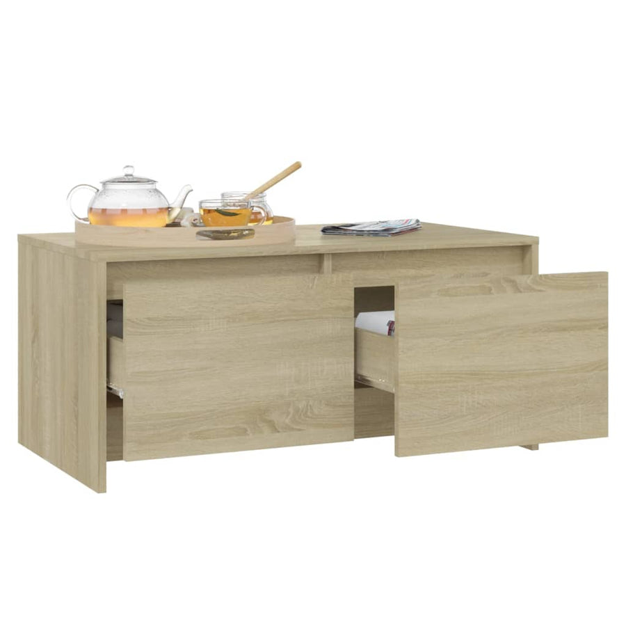 Salontafel 90X50X41,5 Cm Bewerkt Hout Kleurig Sonoma eiken
