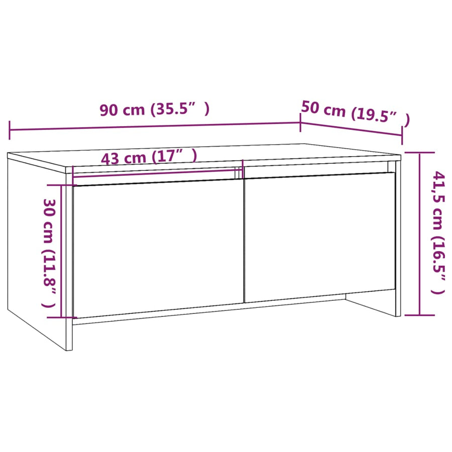 Salontafel 90X50X41,5 Cm Bewerkt Hout Kleurig Sonoma eiken
