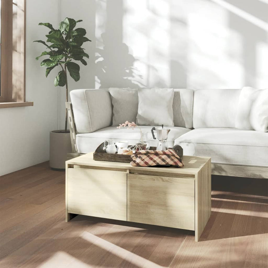 Salontafel 90X50X41,5 Cm Bewerkt Hout Kleurig Sonoma eiken
