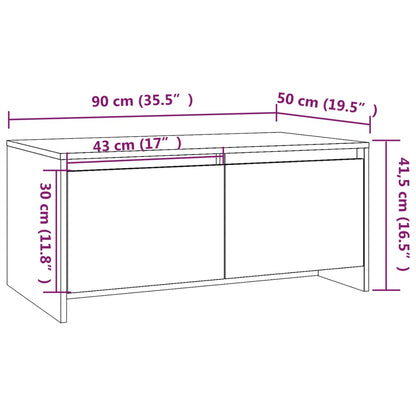 Salontafel 90X50X41,5 Cm Bewerkt Hout Betongrijs