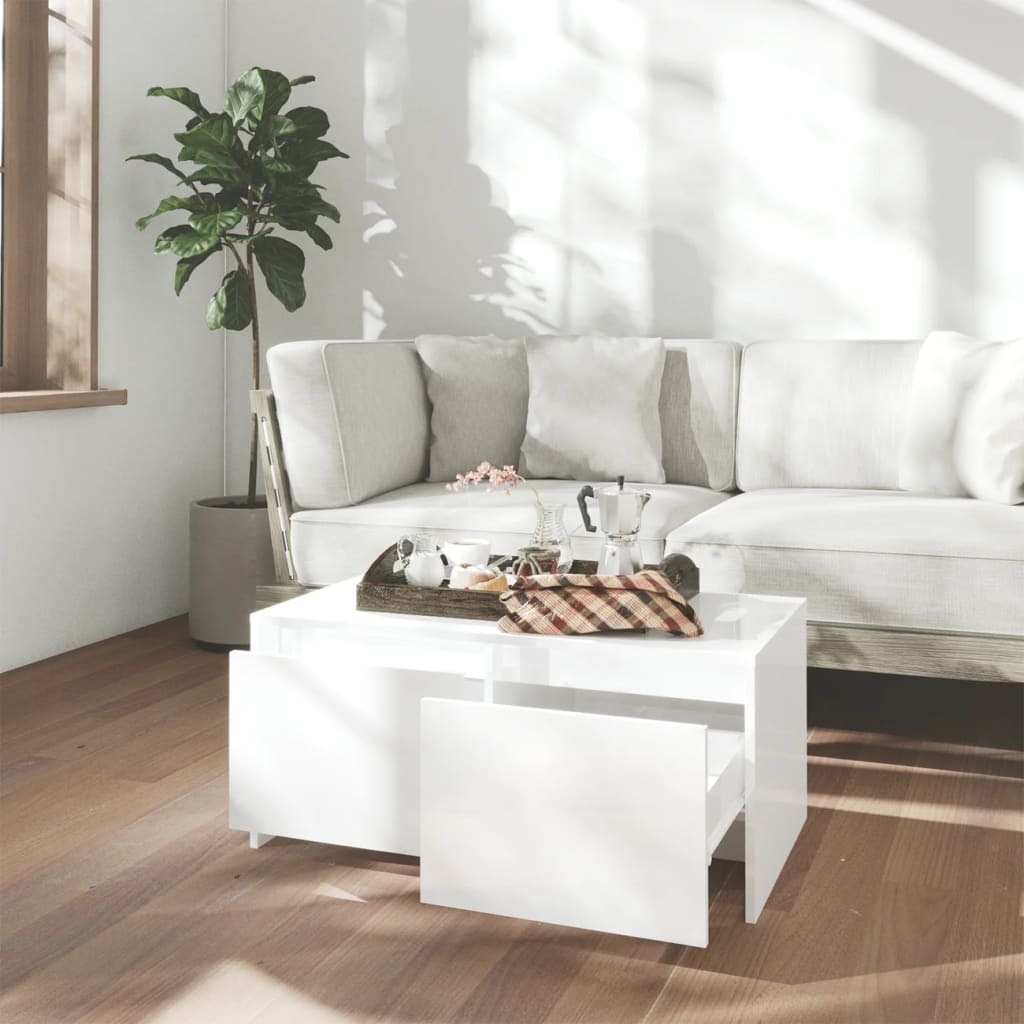 Salontafel 90X50X4,5 Cm Spaanplaat Hoogglans wit