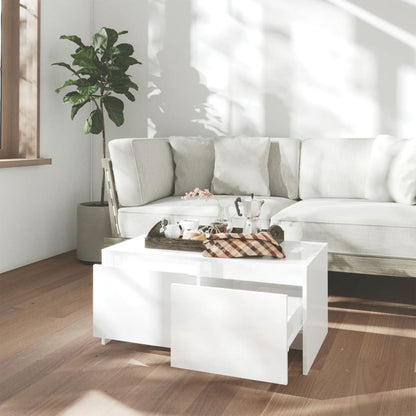Salontafel 90X50X4,5 Cm Spaanplaat Hoogglans wit