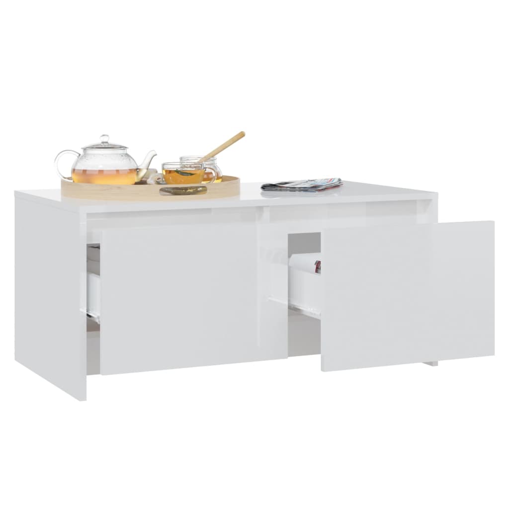 Salontafel 90X50X4,5 Cm Spaanplaat Hoogglans wit