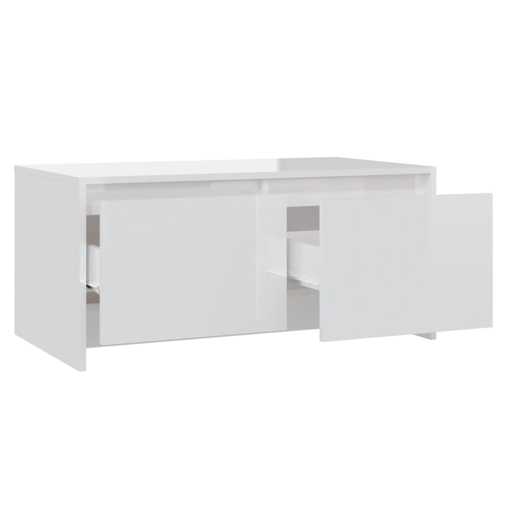Salontafel 90X50X4,5 Cm Spaanplaat Hoogglans wit