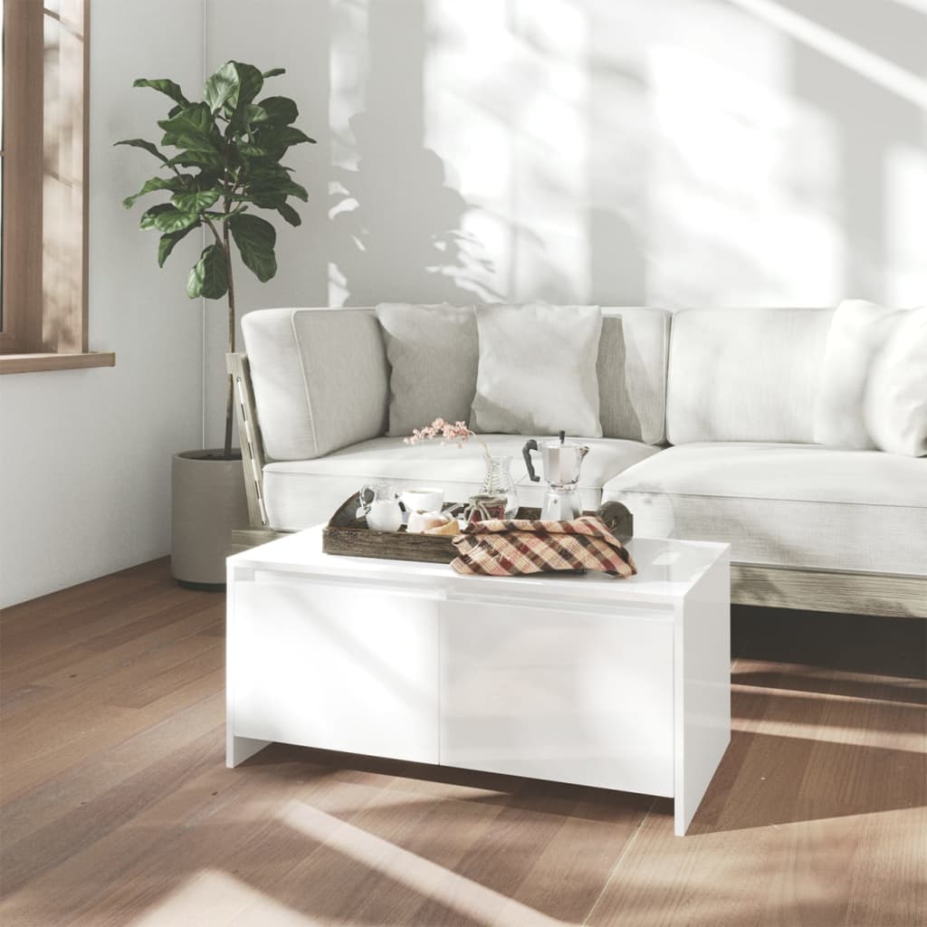 Salontafel 90X50X4,5 Cm Spaanplaat Hoogglans wit