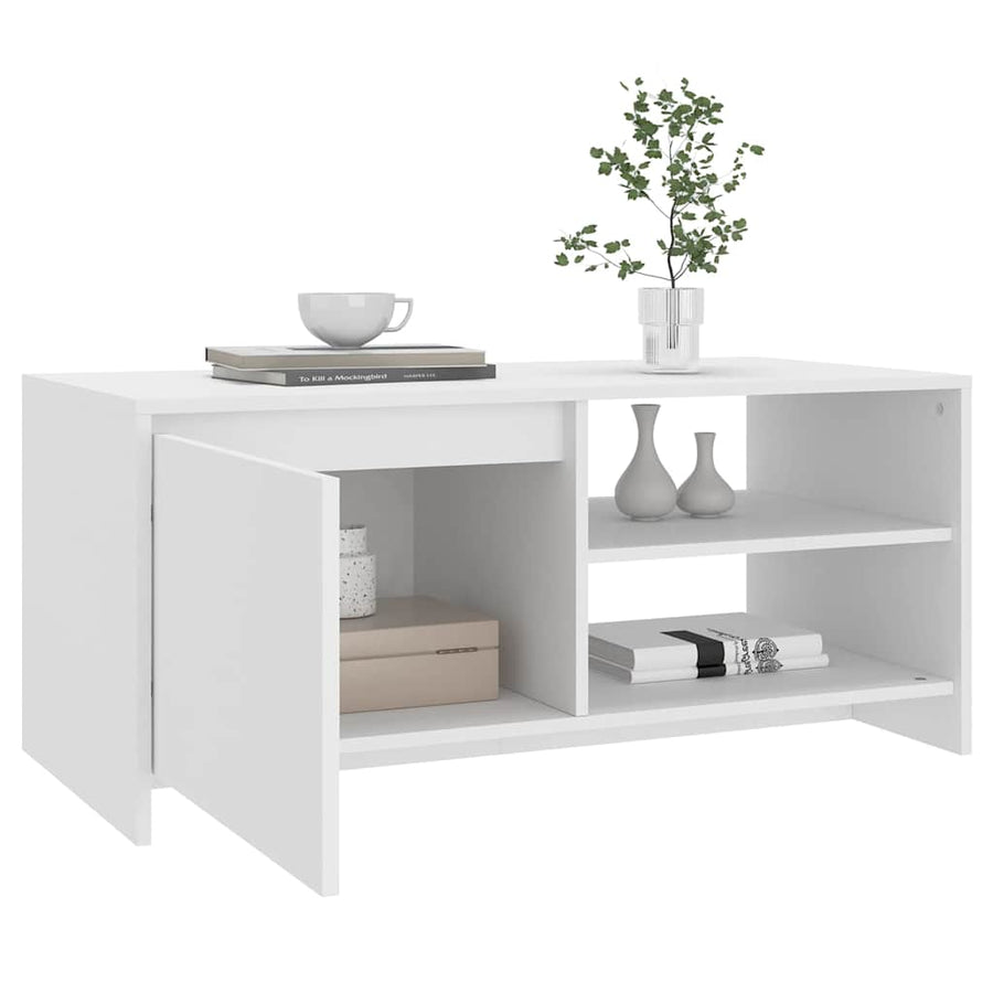 Salontafel 102X50X45 Cm Bewerkt Hout Wit
