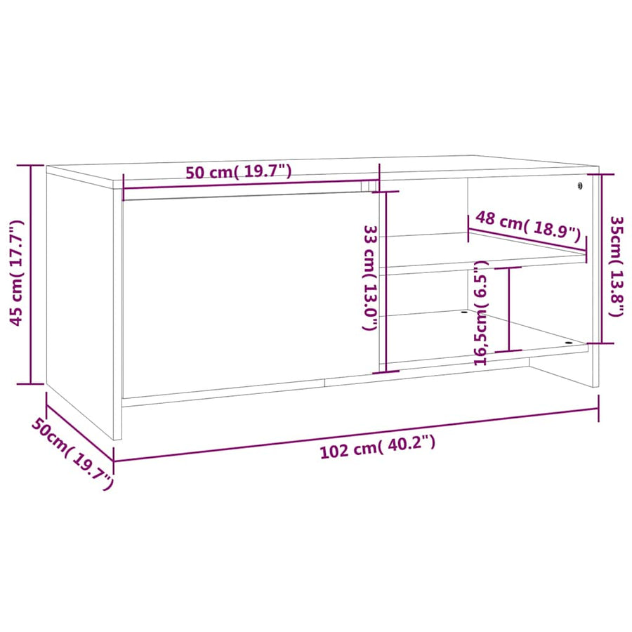 Salontafel 102X50X45 Cm Bewerkt Hout Wit