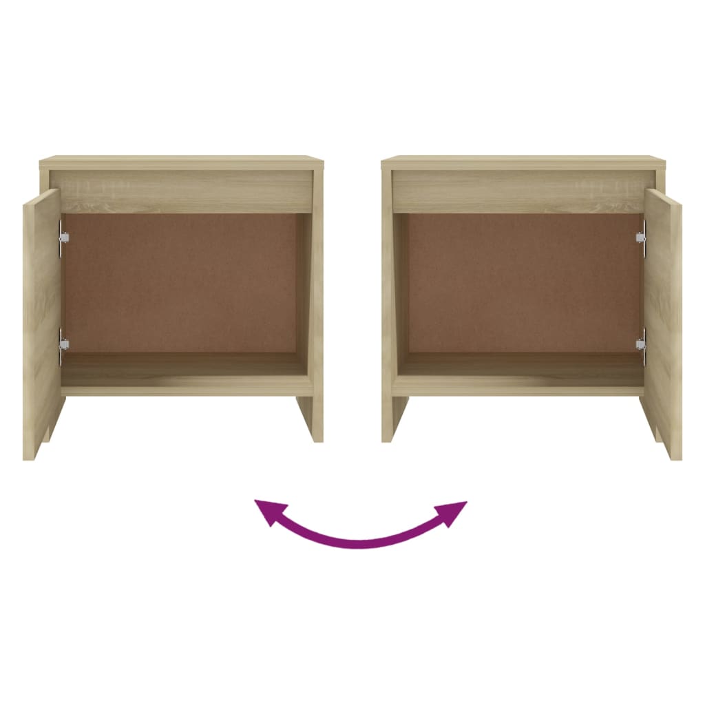 Nachtkastjes 45X34X44,5 Cm Bewerkt Hout Kleur 2 Sonoma eiken