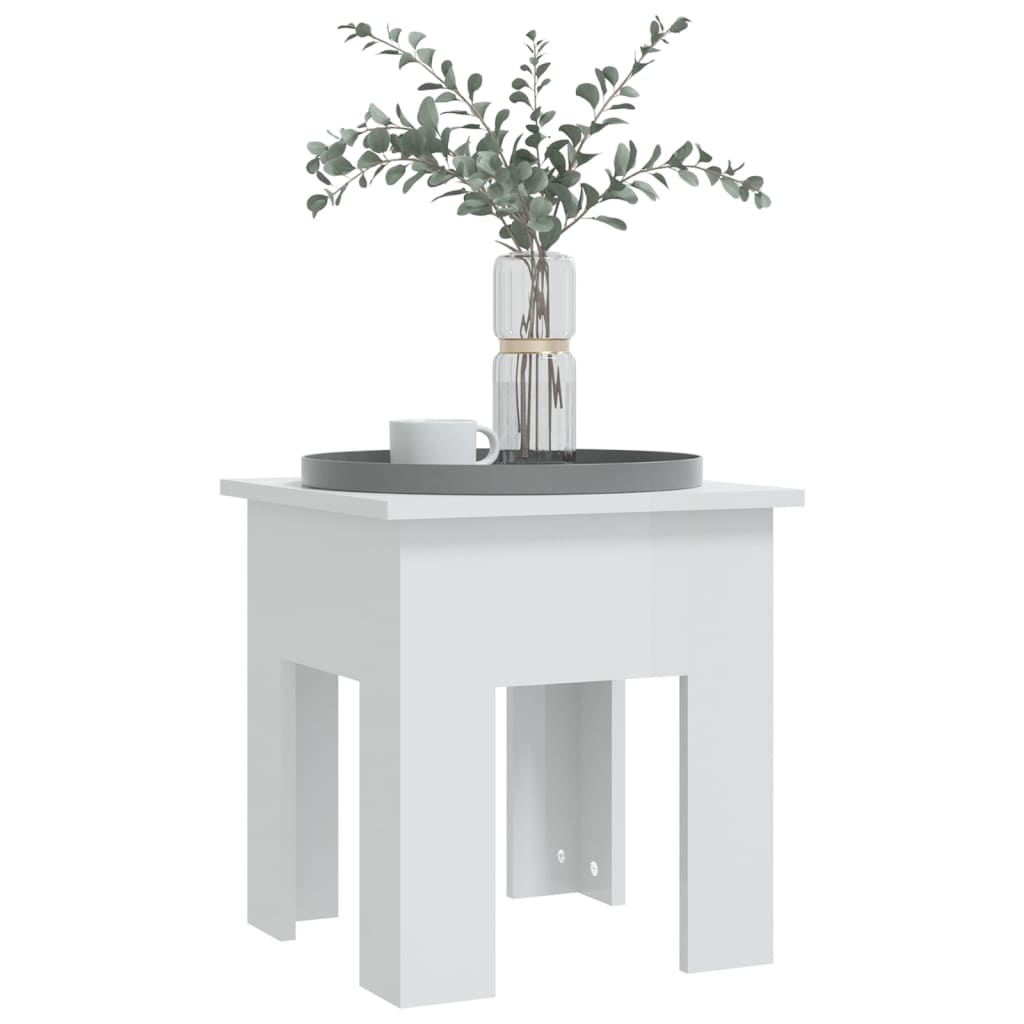 Salontafel 40x40x42 cm bewerkt hout hoogglans wit