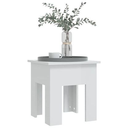 Salontafel 40x40x42 cm bewerkt hout hoogglans wit