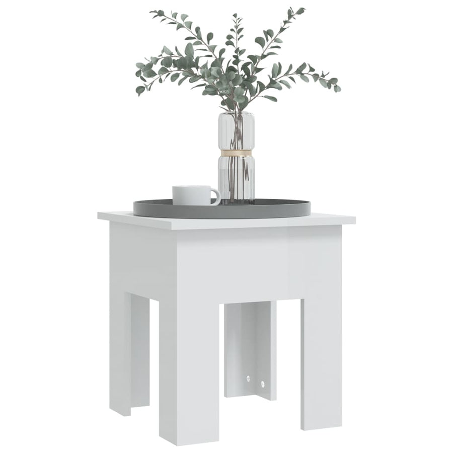 Salontafel 40x40x42 cm bewerkt hout hoogglans wit