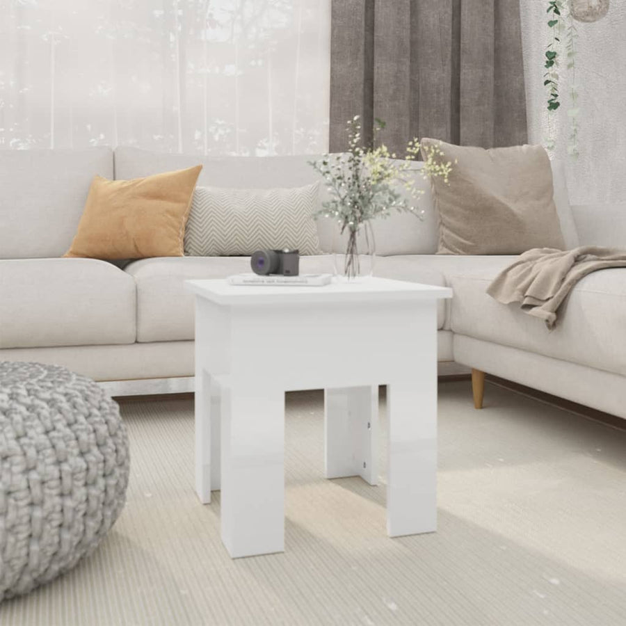 Salontafel 40x40x42 cm bewerkt hout hoogglans wit