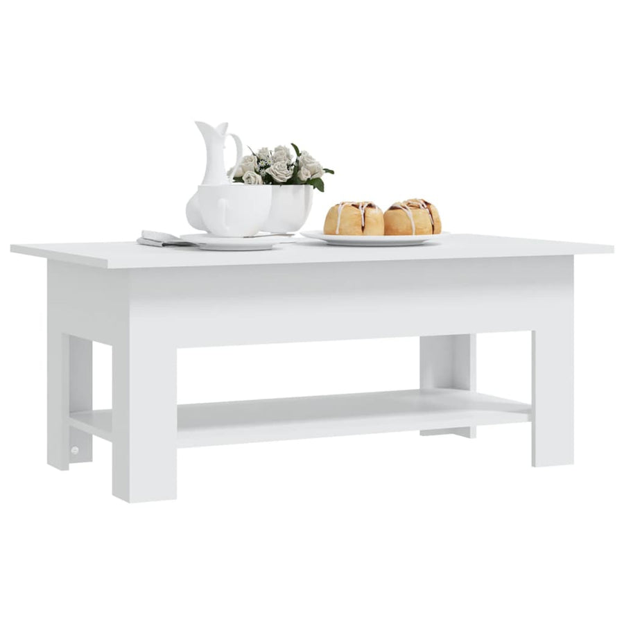 Salontafel 102X55X42 Cm Bewerkt Hout Wit